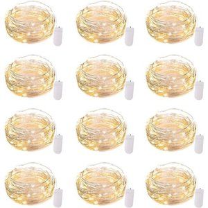 12 Pack Led Fairy Lights Battery Operated String Waterproof Silver Wire 7 Feet